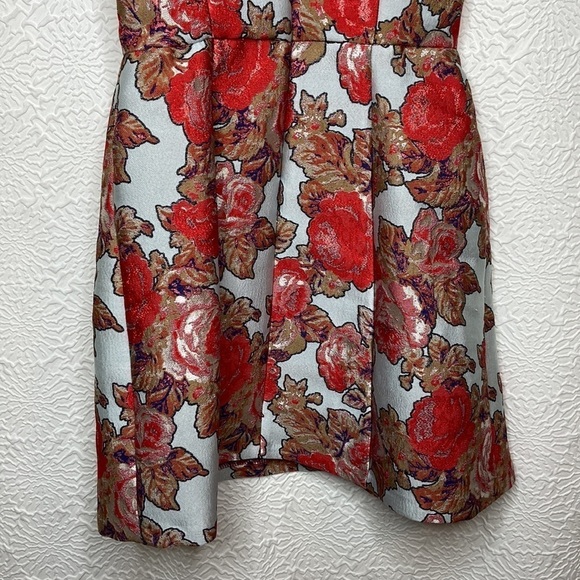 Topshop Women’s Metallic Floral Print Sleeveless Mini Dress Size 4 NWT - Picture 8 of 14